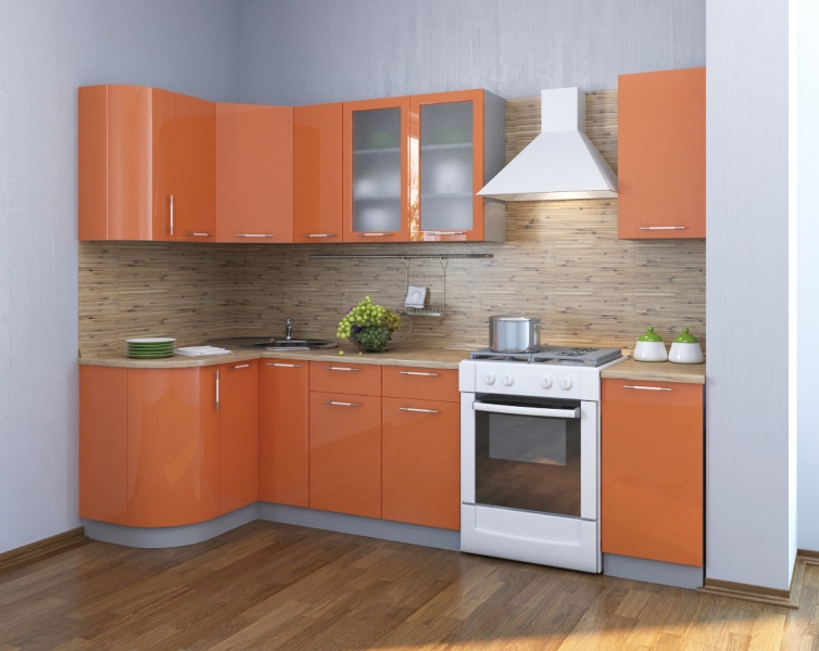 Кухонный гарнитур Фьюжн глянец оранжевый